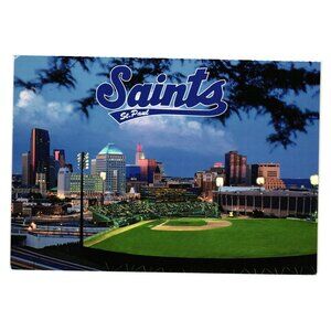 Saints St Paul Skyline Baseball Field Postcard Cartwheel Co 1995 Night Scene USA